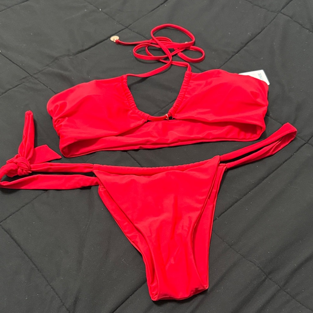 *NEW * Red Tie-Side Bikini Set - Womens Swim